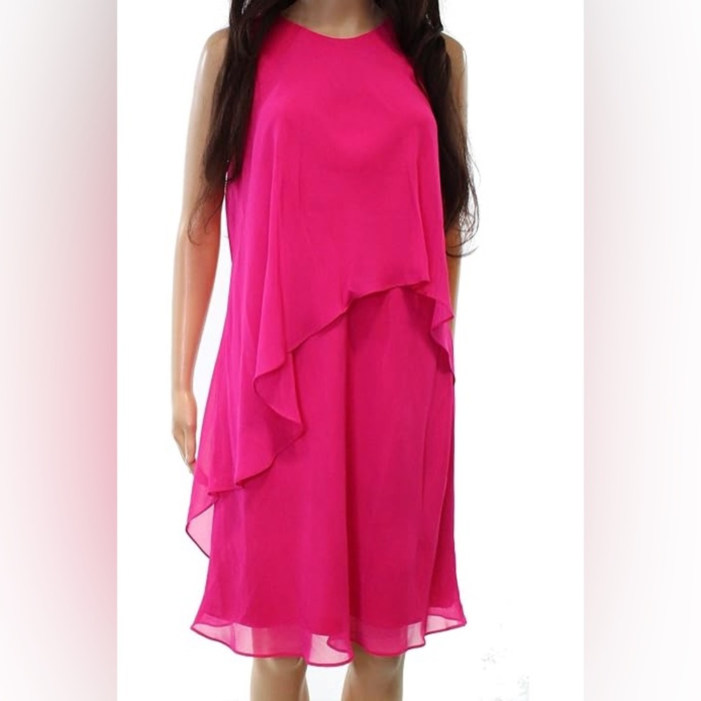Ralph Lauren Fuschia Overlay Cocktail Dress
